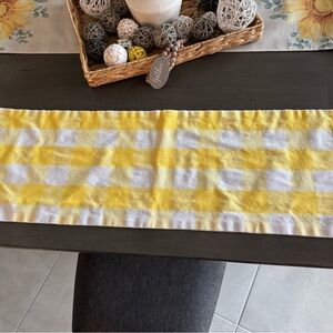 Yellow and White Checkered Table Runner